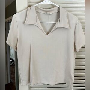Djerf Avenue Polo Top Cream Size Large